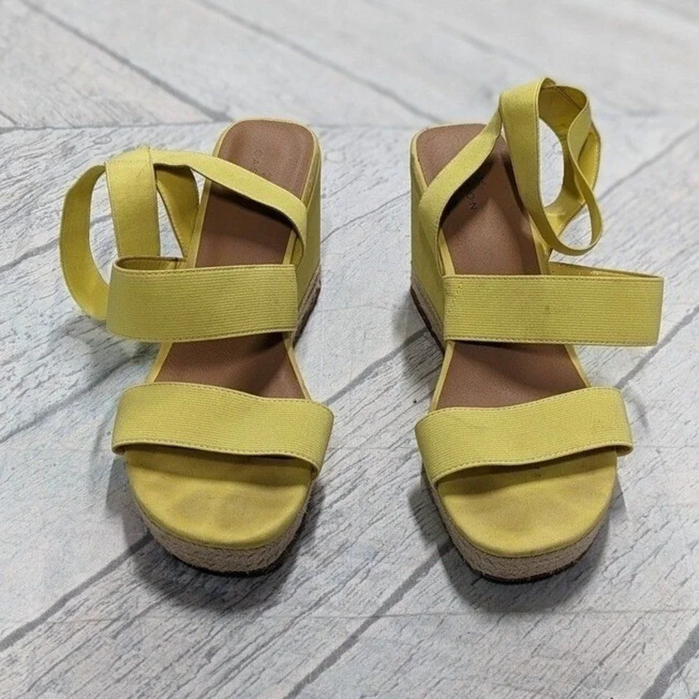 Boho Festival Yellow Espadrille Wedge Sandals‎ Caslon Strappy Y2K Women's 11